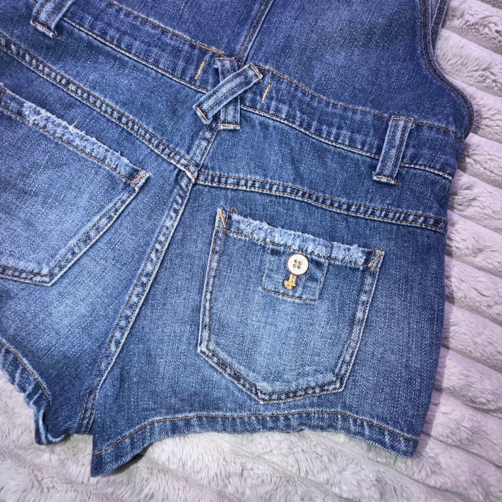 Free People Womens 24 Denim Shortalls Blue Jean Overalls Medium Wash Shorts - Picture 10 of 12